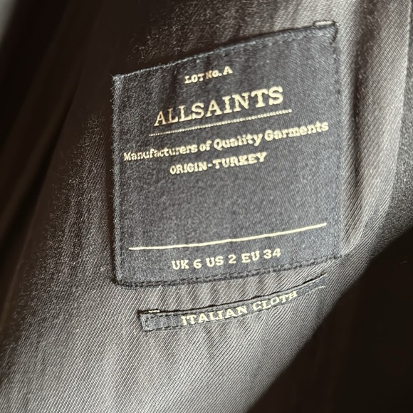 AllSaints Hyde Monument Coat | Kendall Jenner Worn Style | Vegan Leather Sleeves - Picture 10 of 16